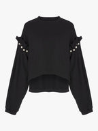 AKYN Dani Jersey Long Sleeve Regular Plain Women's Sweatshirt - Black Large