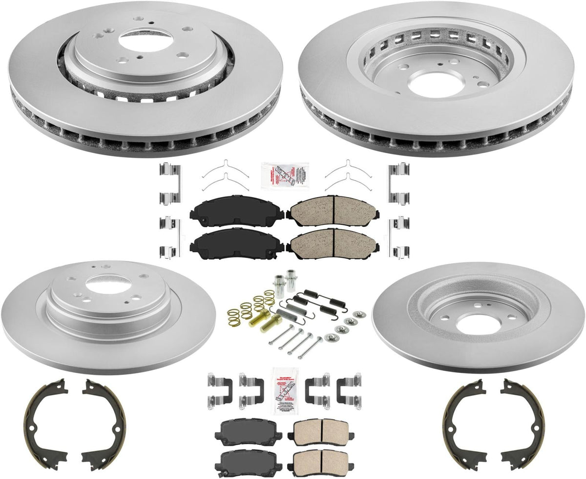 Front & Rear Coated Disc Brake Rotors & Ceramic Pads for Acura MDX 2017-2020