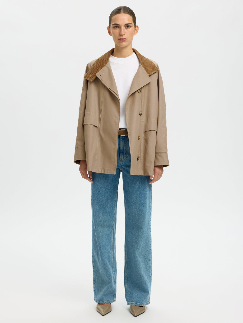 Selected Kylie Oversized Cotton Seasonal Workwear Jacket Weathered Teak - 38