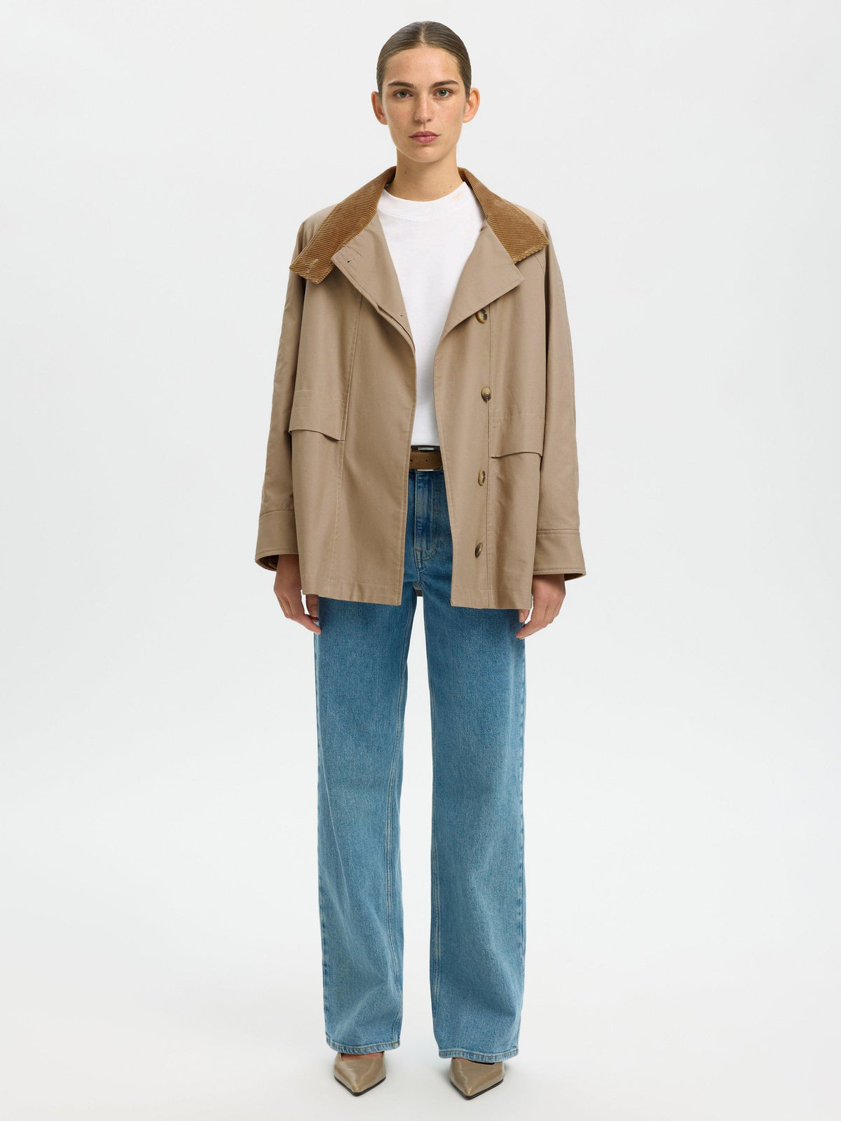 Selected Kylie Oversized Cotton Seasonal Workwear Jacket Weathered Teak - 38