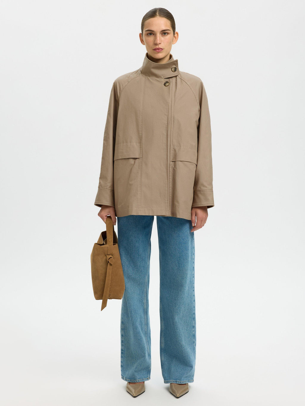 Selected Kylie Oversized Cotton Seasonal Workwear Jacket Weathered Teak - 38