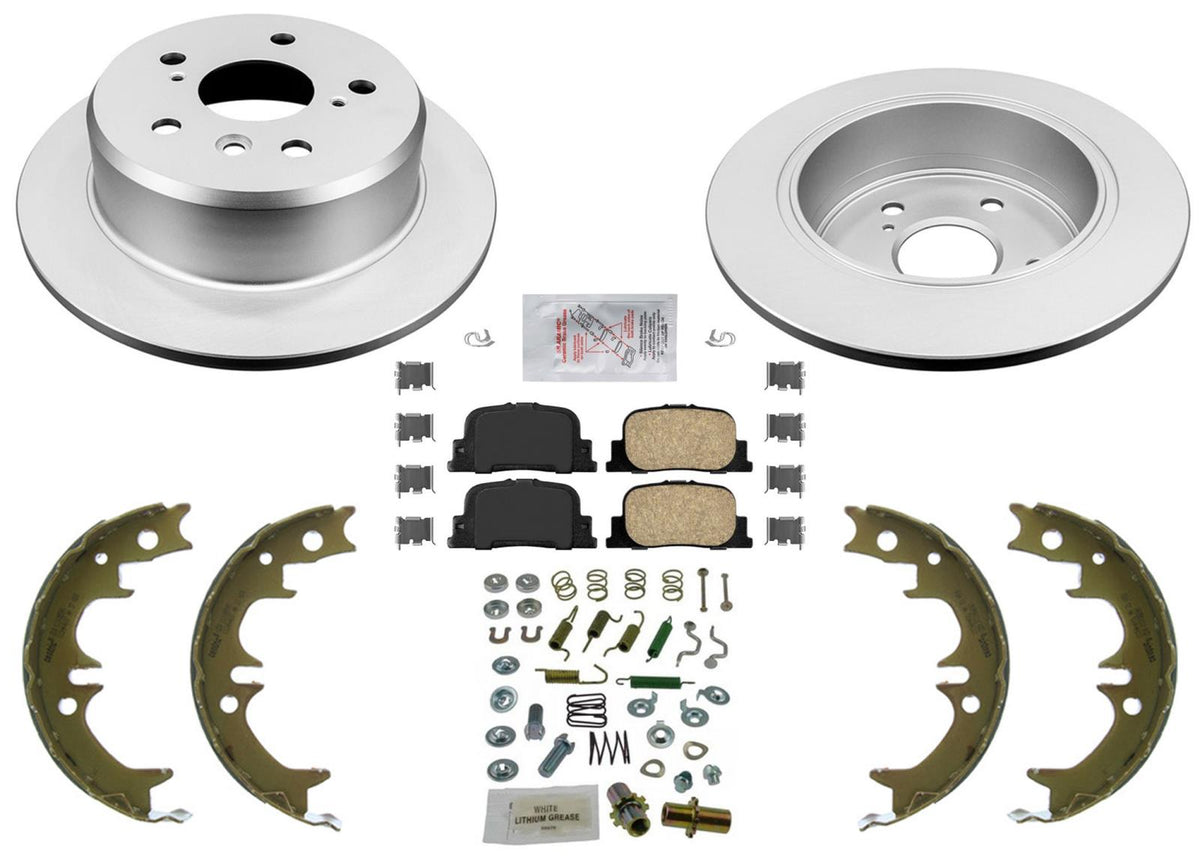 Rear GEO Coated Disc Brake Rotors Pads Parking Brake for Lexus ES300 2000 2001