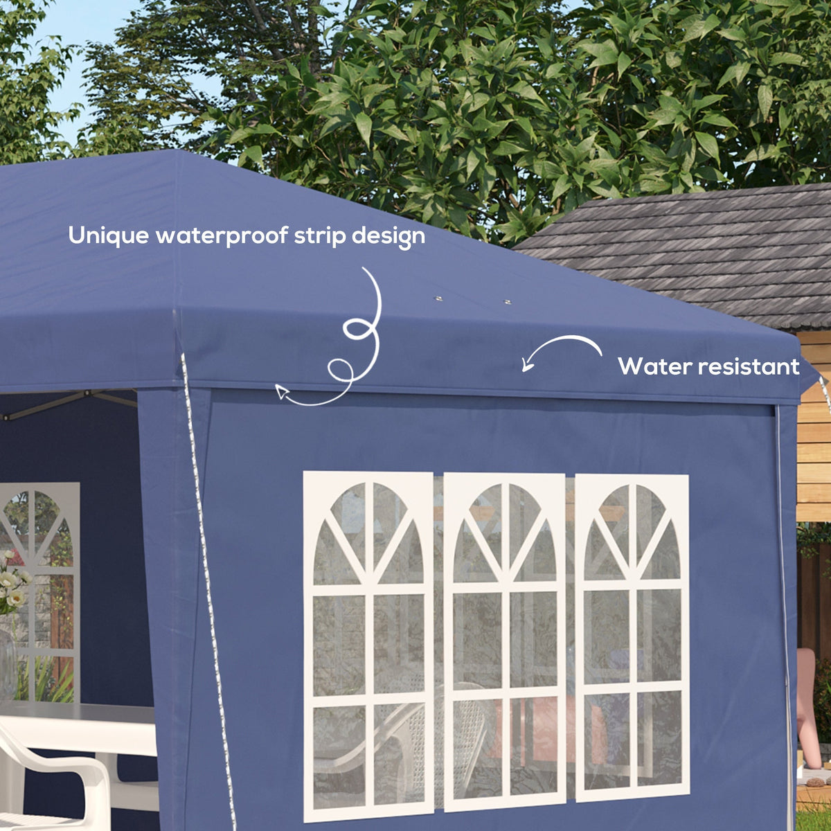 3 x 6m Garden Pop Up Gazebo, Height Adjustable Party Tent w/ Sidewalls & Storage Bag, Blue