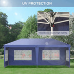 3 x 6m Garden Pop Up Gazebo, Height Adjustable Party Tent w/ Sidewalls & Storage Bag, Blue