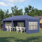 3 x 6m Garden Pop Up Gazebo, Height Adjustable Party Tent w/ Sidewalls & Storage Bag, Blue