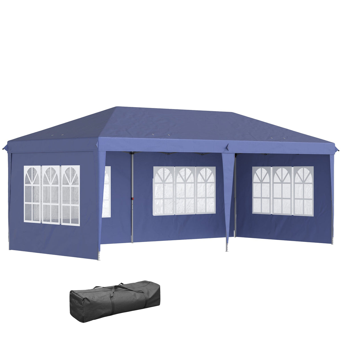 3 x 6m Garden Pop Up Gazebo, Height Adjustable Party Tent w/ Sidewalls & Storage Bag, Blue