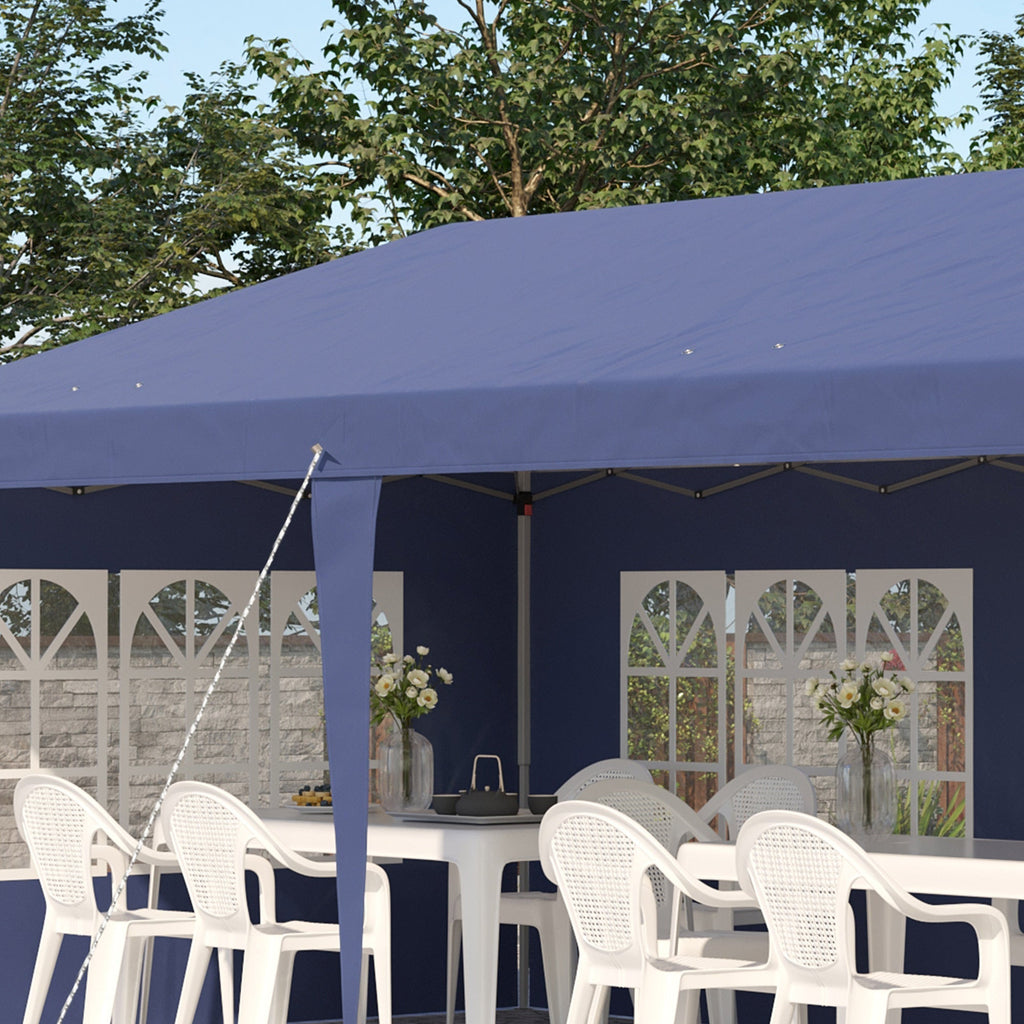 3 x 6m Garden Pop Up Gazebo, Height Adjustable Party Tent w/ Sidewalls & Storage Bag, Blue