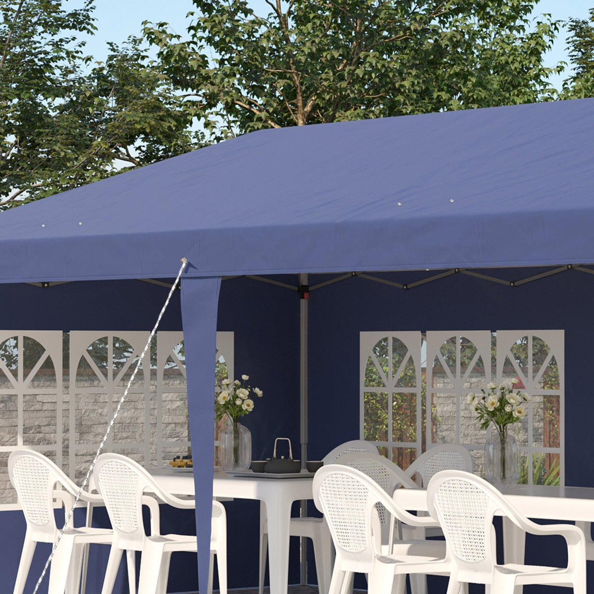 3 x 6m Garden Pop Up Gazebo, Height Adjustable Party Tent w/ Sidewalls & Storage Bag, Blue