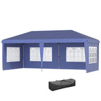 3 x 6m Garden Pop Up Gazebo, Height Adjustable Party Tent w/ Sidewalls & Storage Bag, Blue