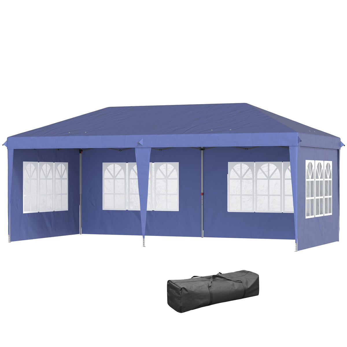 3 x 6m Garden Pop Up Gazebo, Height Adjustable Party Tent w/ Sidewalls & Storage Bag, Blue