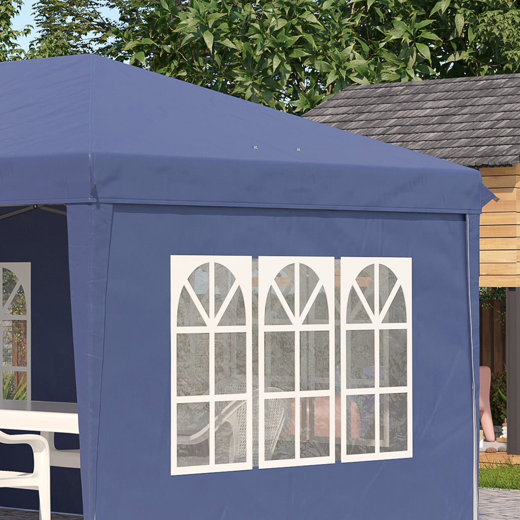 3 x 6m Garden Pop Up Gazebo, Height Adjustable Party Tent w/ Sidewalls & Storage Bag, Blue