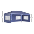 3 x 6m Garden Pop Up Gazebo, Height Adjustable Party Tent w/ Sidewalls & Storage Bag, Blue
