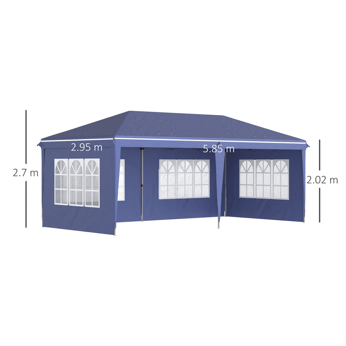3 x 6m Garden Pop Up Gazebo, Height Adjustable Party Tent w/ Sidewalls & Storage Bag, Blue
