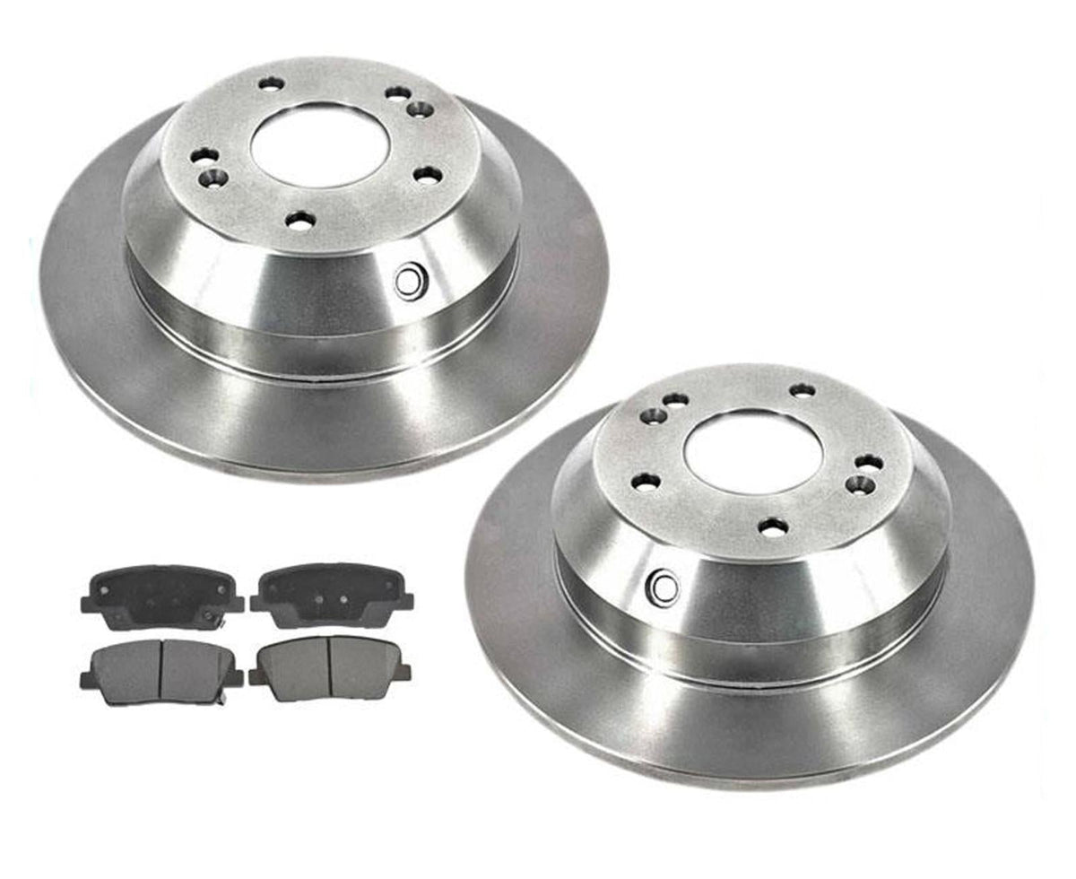 Rear Disc Brake Rotors & Ceramic Brake Pads For Hyundai Santa Fe 2010 2011 2014