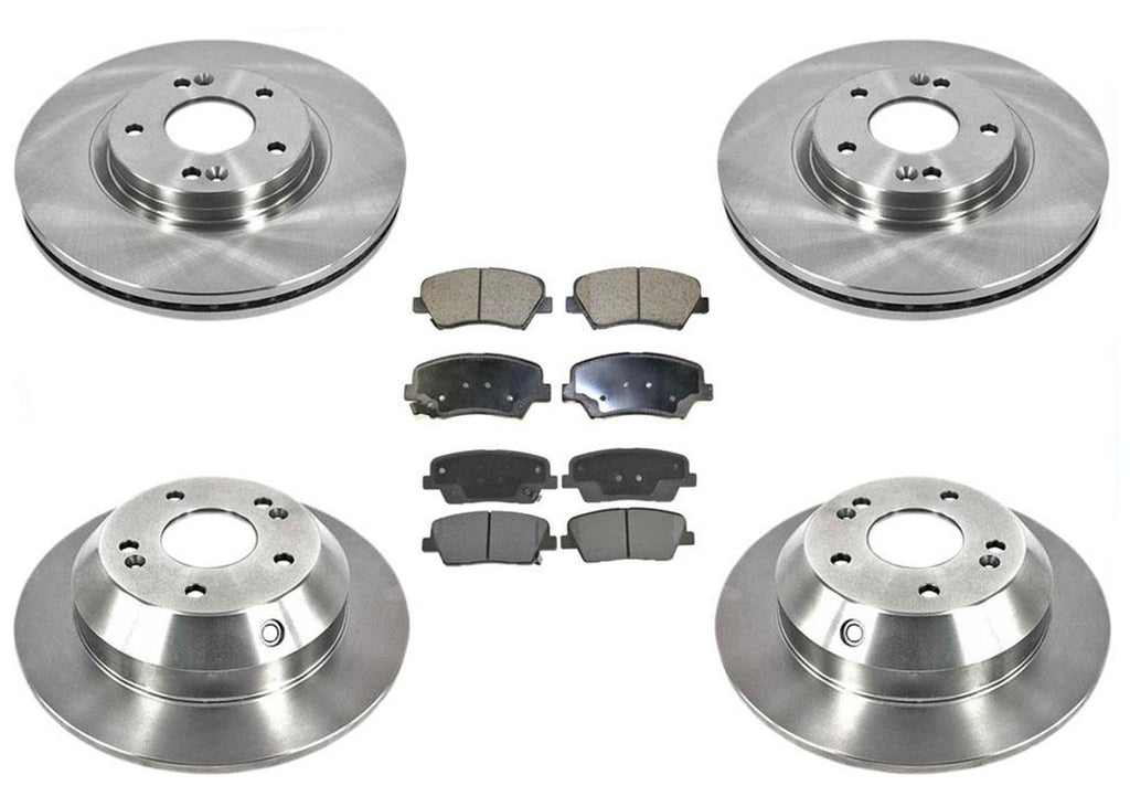Front & Rear Brake Disc Rotors & Ceramic Pads For Hyundai Santa Fe 2010-2012
