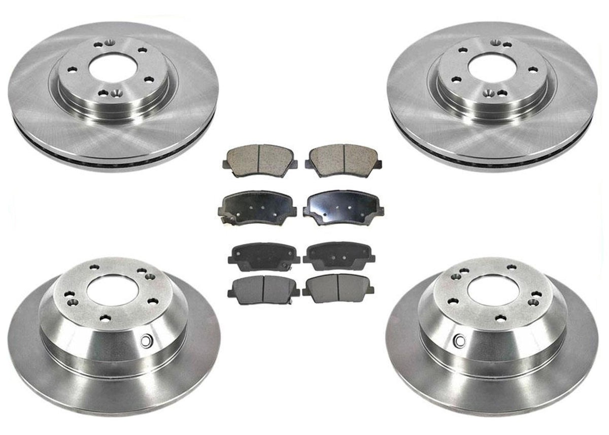 Front & Rear Brake Disc Rotors & Ceramic Pads For Hyundai Santa Fe 2010-2012