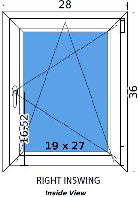 28"x36" Single Sash European uPVC Tilt and Turn Window