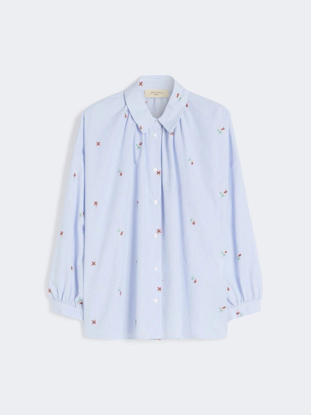 NEW Weekend MaxMara Butterfly Women's Embroidered Stripe Shirt Blue/Multi UK 12