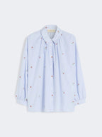 NEW Weekend MaxMara Butterfly Women's Embroidered Stripe Shirt Blue/Multi UK 12