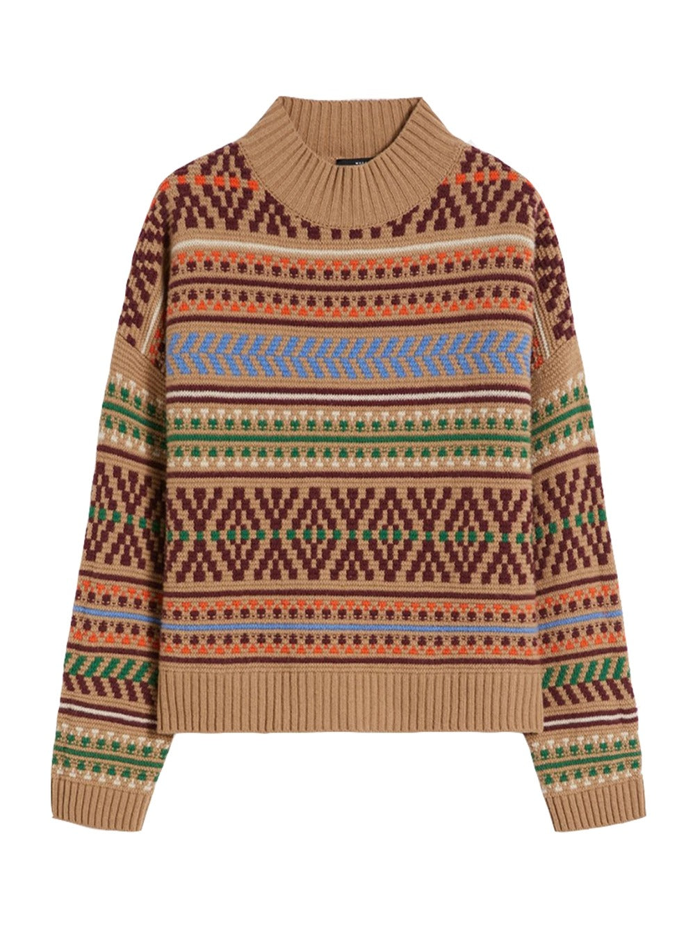 Weekend Max Mara Festoso Pure Beach Kaftan Wool Jumper - Size XS Beige/Multi