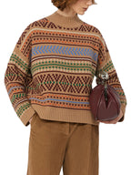Weekend Max Mara Festoso Pure Beach Kaftan Wool Jumper - Size XS Beige/Multi