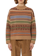 Weekend Max Mara Festoso Pure Beach Kaftan Wool Jumper - Size XS Beige/Multi