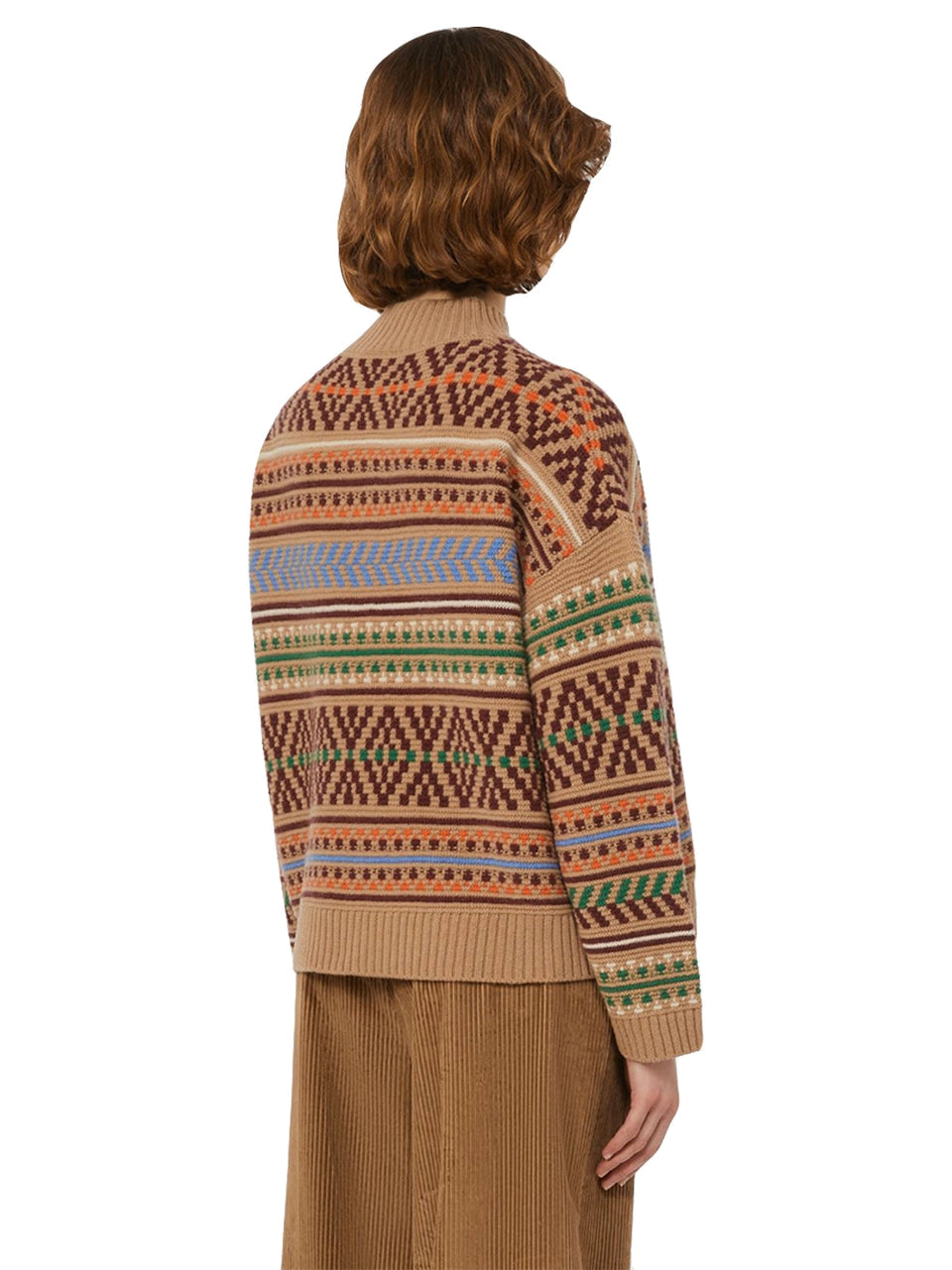 Weekend Max Mara Festoso Pure Beach Kaftan Wool Jumper - Size XS Beige/Multi
