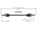 95 to 2000 Metro 1.0L 3 Cly Passengers Side CV Joint Half Shaft GM-8016