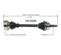 8009 CV Axle Shaft - CV Axle Shaft, Front Left D/S 100MM 4 Inch INBOARD