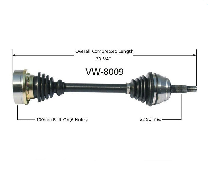 8009 CV Axle Shaft - CV Axle Shaft, Front Left D/S 100MM 4 Inch INBOARD