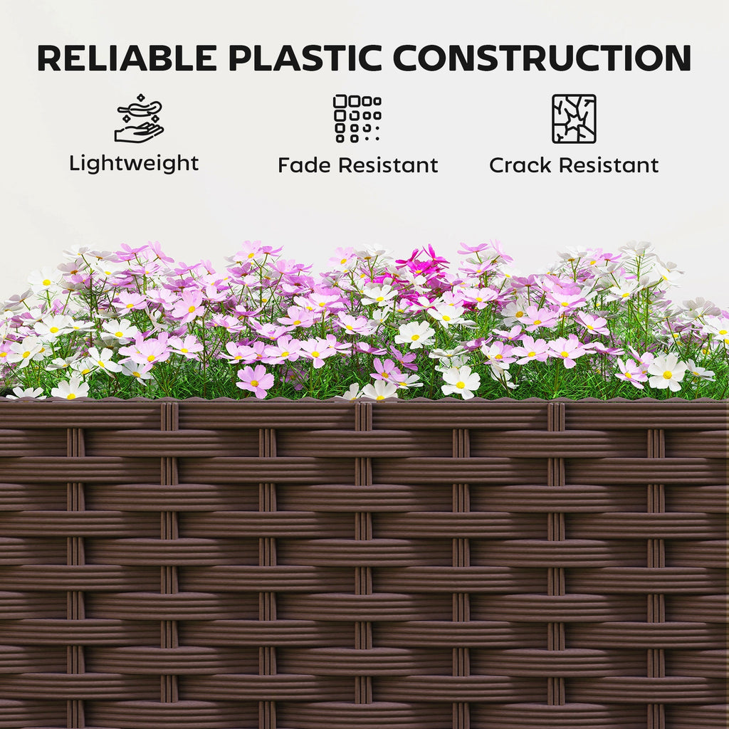 56.3" Self-Watering Planter Box with Trellis and Wheels, Brown