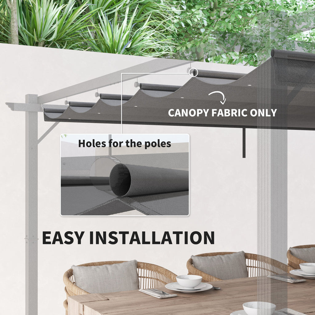 Retractable Pergola Shade Cover, Replacement Canopy Fabric for 4 x 3m Pergola, Light Grey