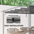 Retractable Pergola Shade Cover, Replacement Canopy Fabric for 4 x 3m Pergola, Light Grey