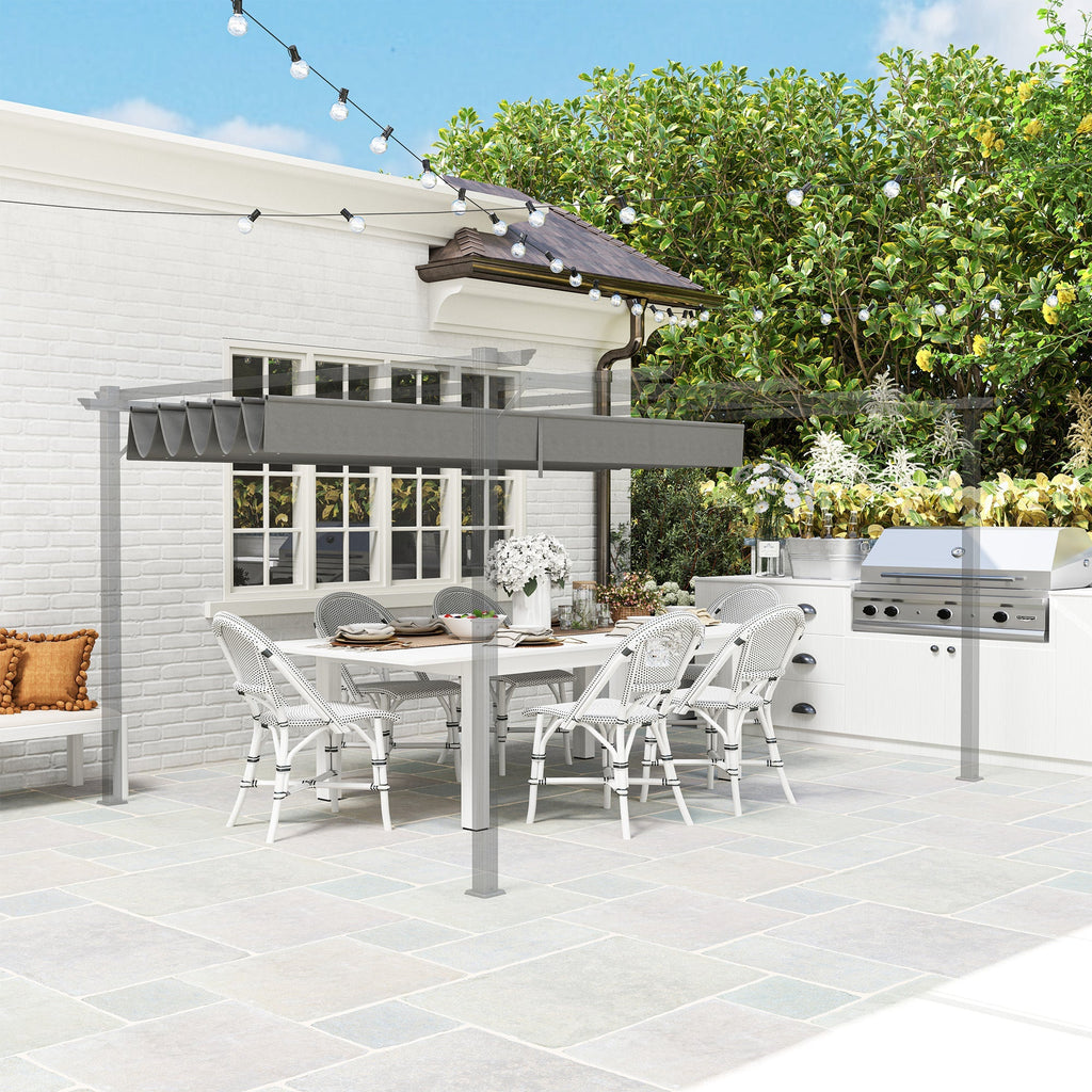 Retractable Pergola Shade Cover, Replacement Canopy Fabric for 4 x 3m Pergola, Light Grey