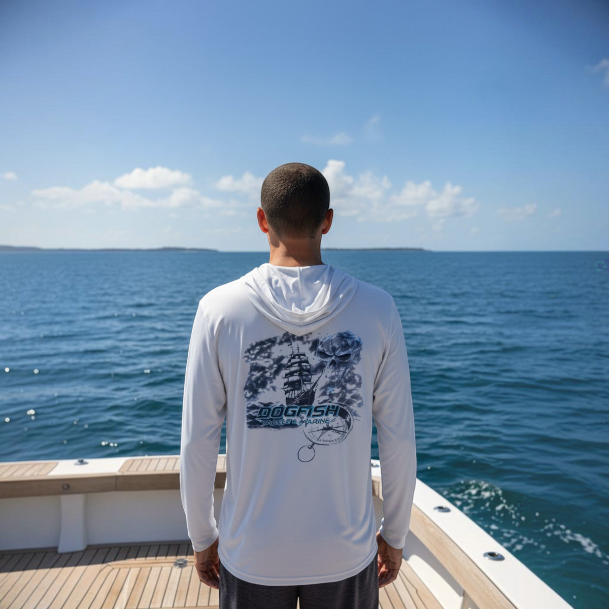 Dogfish Long Sleeve Hooded Micro Stormy Seas Logo