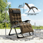Reclining Zero Gravity Chair with Cushion and Headrest, Khaki