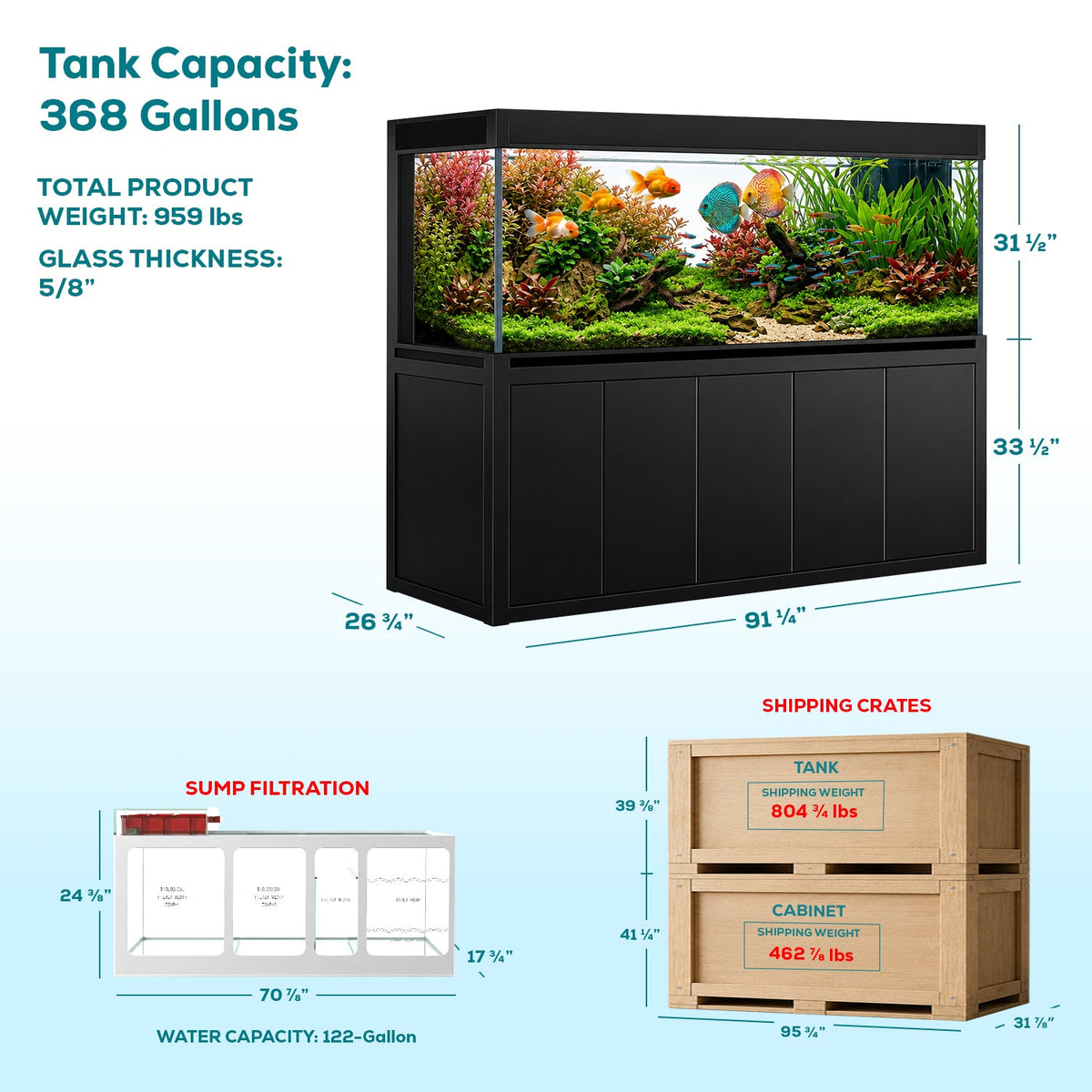 Big Fish Tank 400 Gallon Tempered Glass Aquarium Black