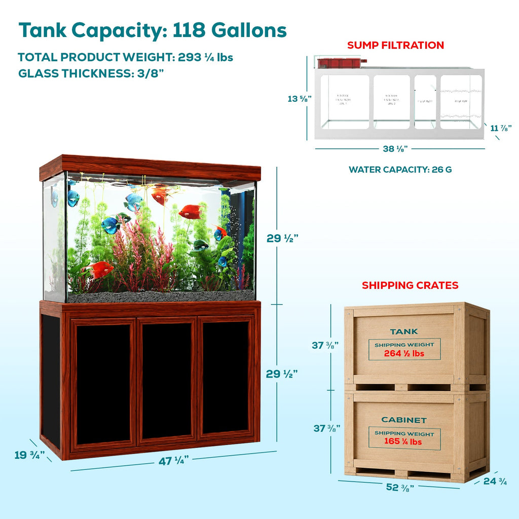 Aqua Dream 135 Gallon Tempered Glass Aquarium Redwood