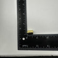 Two brass-plated steel bullet catches for cabinet doors with a cylindrical shape and a flat base for mounting. showing size large 