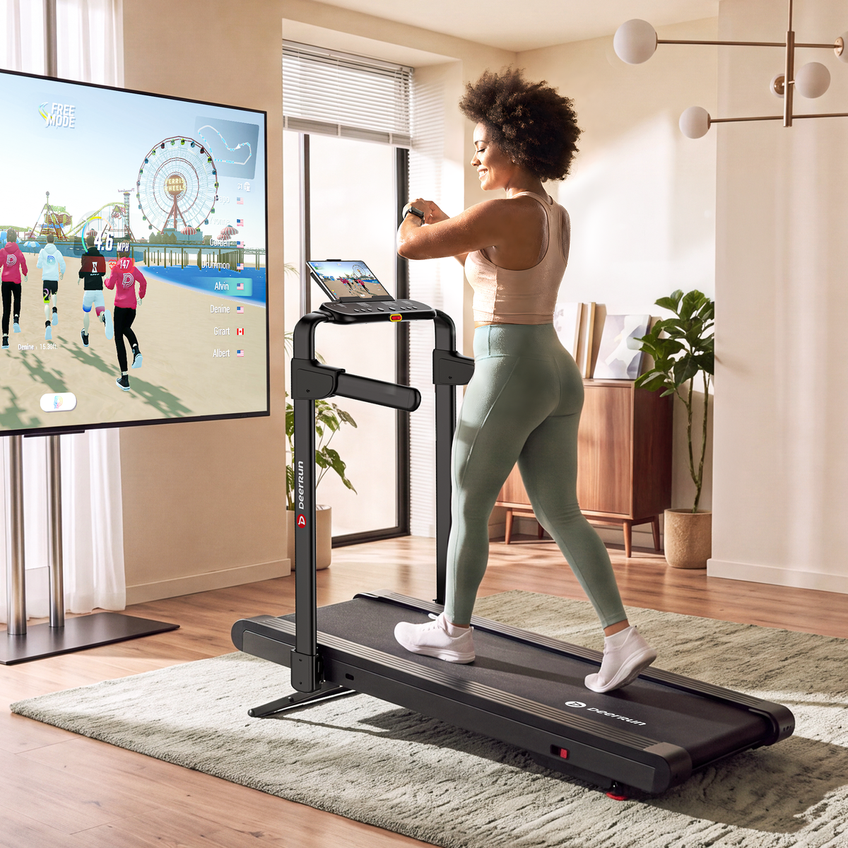 DeerRun Flex Rise 1 Walk-to-Run 15% Auto Incline Foldable Treadmill with Full Running Deck