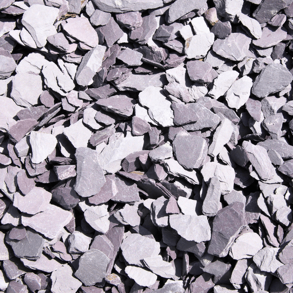 Welsh Blue Plum Crushed Slate Chippings 40mm