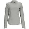 Simms SolarFlex Hoody - Women's in light gray, featuring long sleeves, a lightweight breathable fabric, and an adjustable hood designed for outdoor fishing and active use.