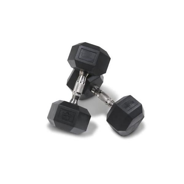 Muscle Motion 2.5kg - 25kg (10 pair) Rubber Hex Dumbbell Set with 3 Tier Rack
