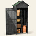 ROWAN Wooden Storage Shed with Lockable Double Doors & Shelves, Grey