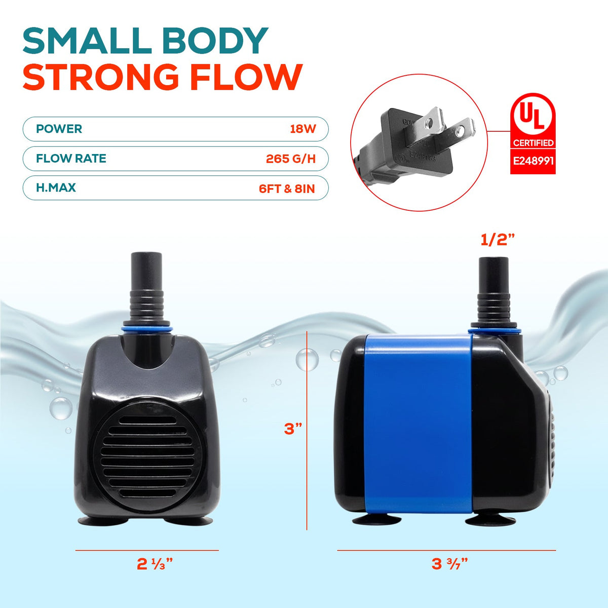 Aqua Dream 265 GPH Submersible Pump Aquarium Powerhead
