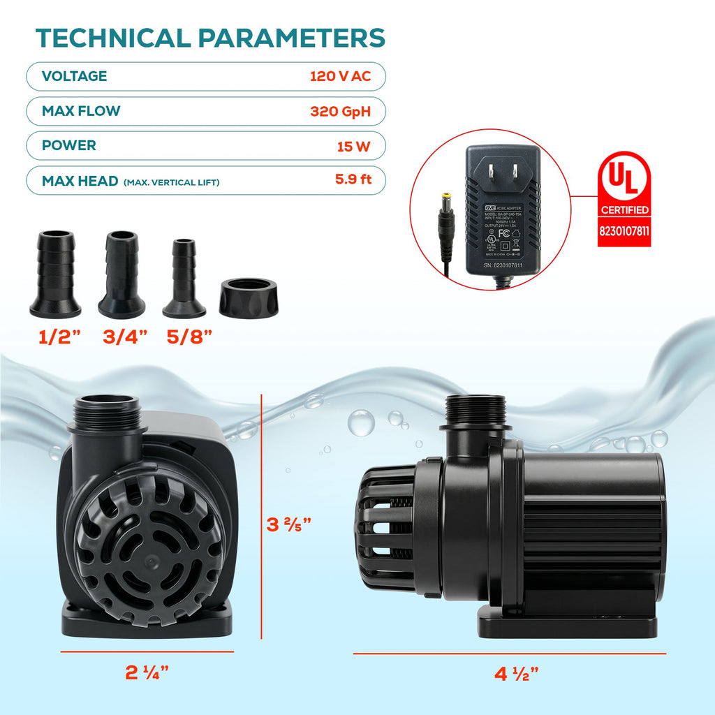 Aqua Dream 24V DC Eco Marine Aquarium Wave Water Pump 320 GPH