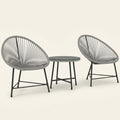 ARVOYA 3 Pieces Rattan Bistro Set with Acapulco Chairs, Glass Top Table & Metal Frame, Grey