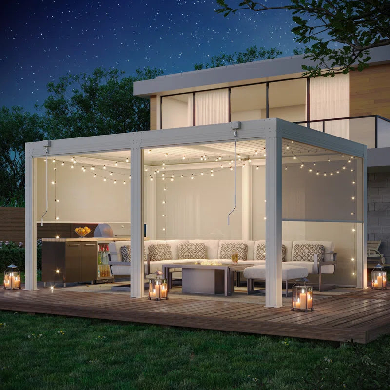 Heavy-Duty Aluminum Louvered Pergola with Adjustable Roof – Wind & Snow Rated, All-Season