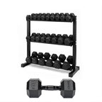 3-20kg Black Hex Dumbbell Set (12 Pair)