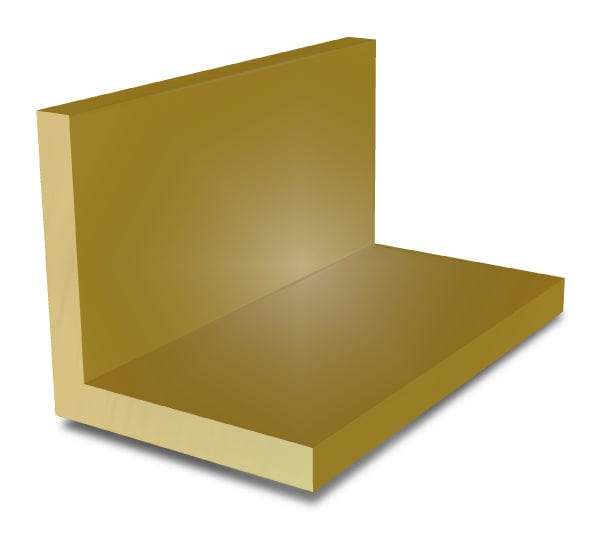 22.2mm x 22.2mm x 3.2mm (7/8" x 7/8" x 1/8") Brass Angle